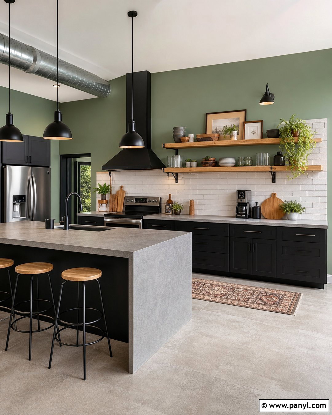 Sage Green Kitchen Walls In An Industrial Kitchen - 45 sage green kitchen walls