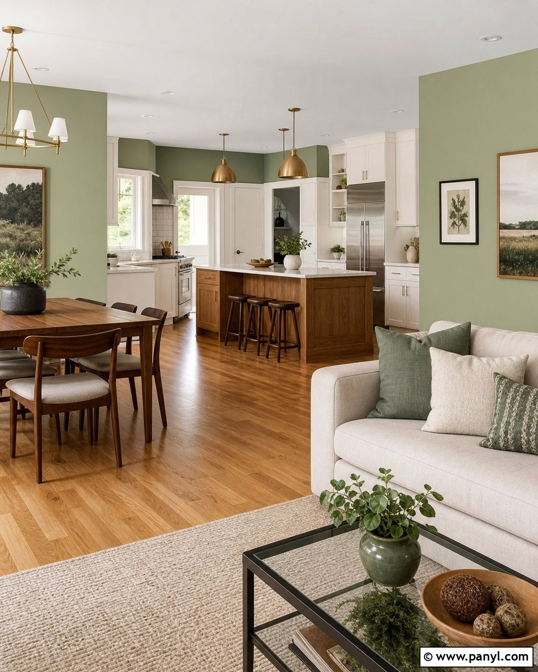 Sage Green Kitchen Walls In An Open Plan Kitchen - 45 sage green kitchen walls