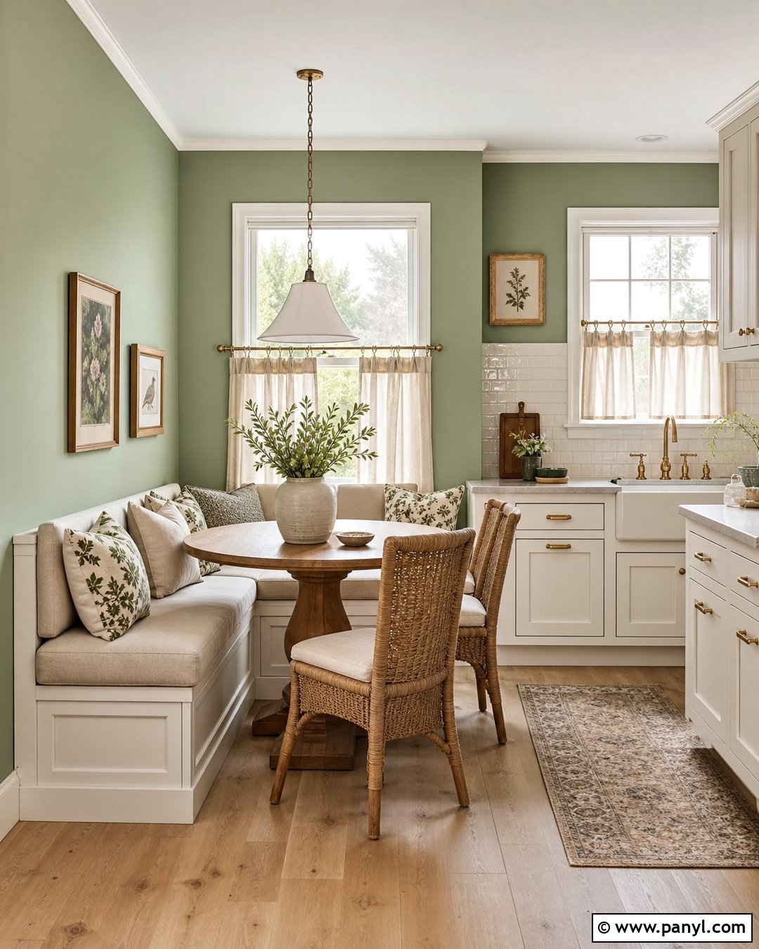 Sage Green Kitchen Walls With A Breakfast Nook - 45 sage green kitchen walls
