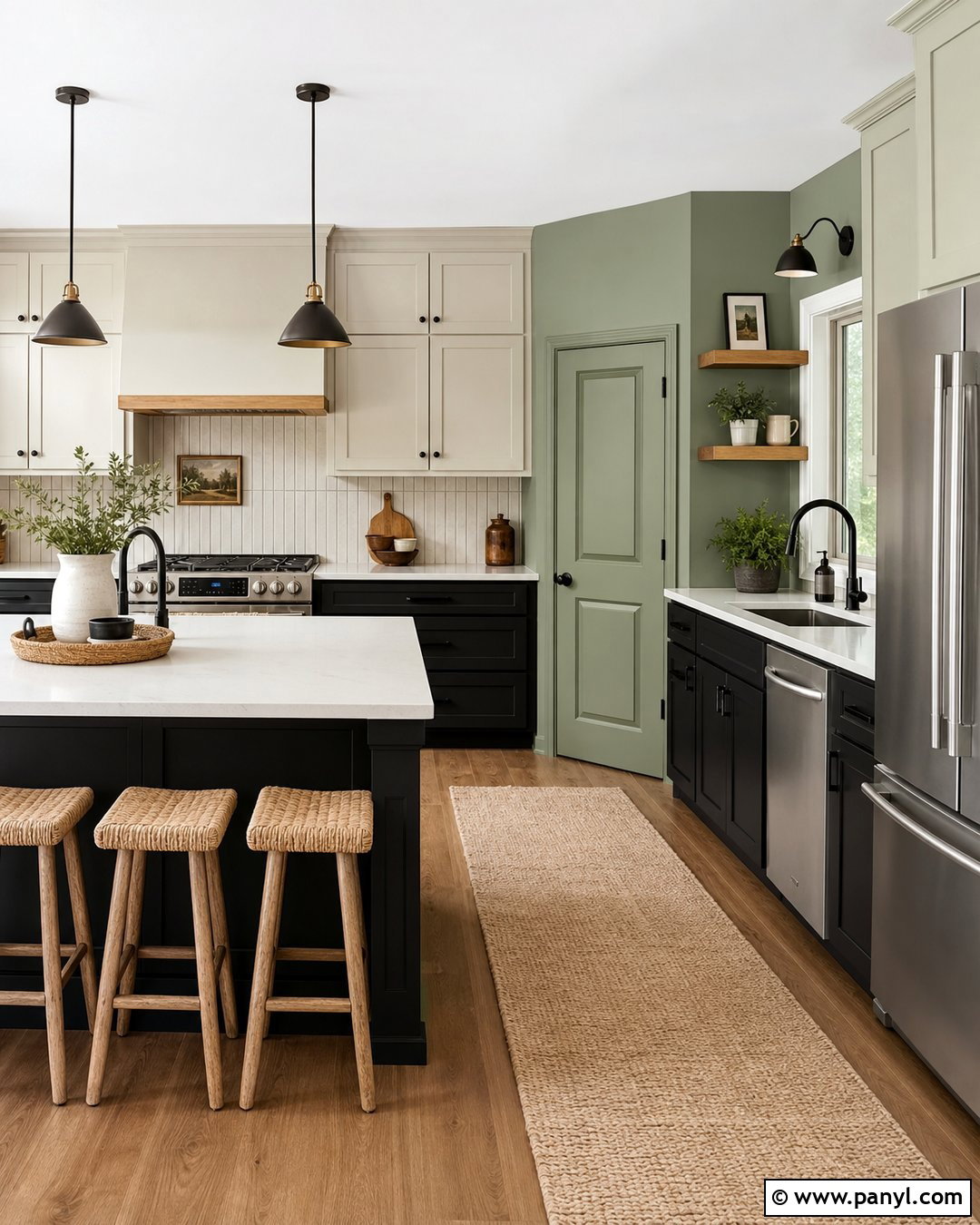 Sage Green Kitchen Walls With Black Cabinets - 45 sage green kitchen walls