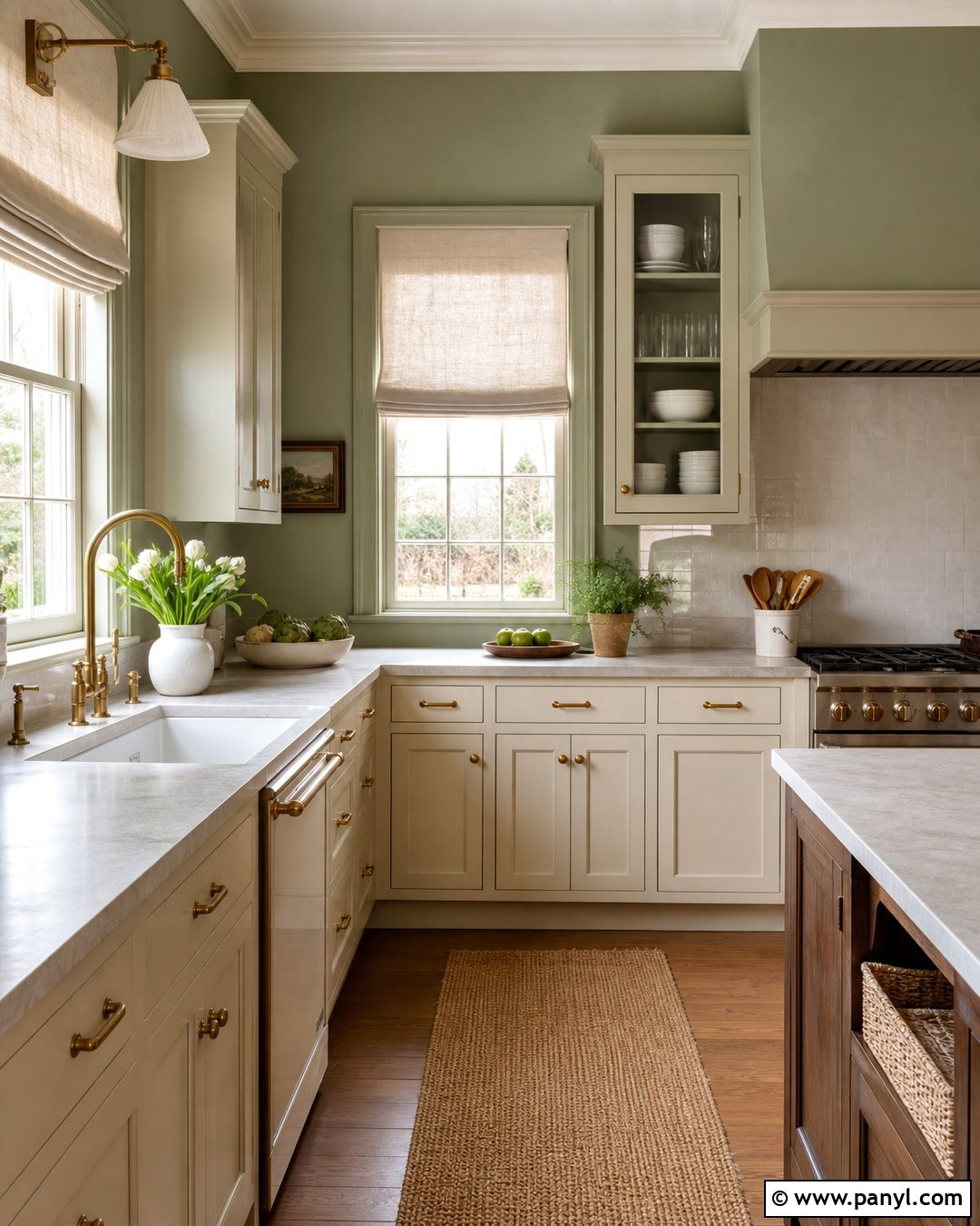 Sage Green Kitchen Walls With Cream Cabinets - 45 sage green kitchen walls