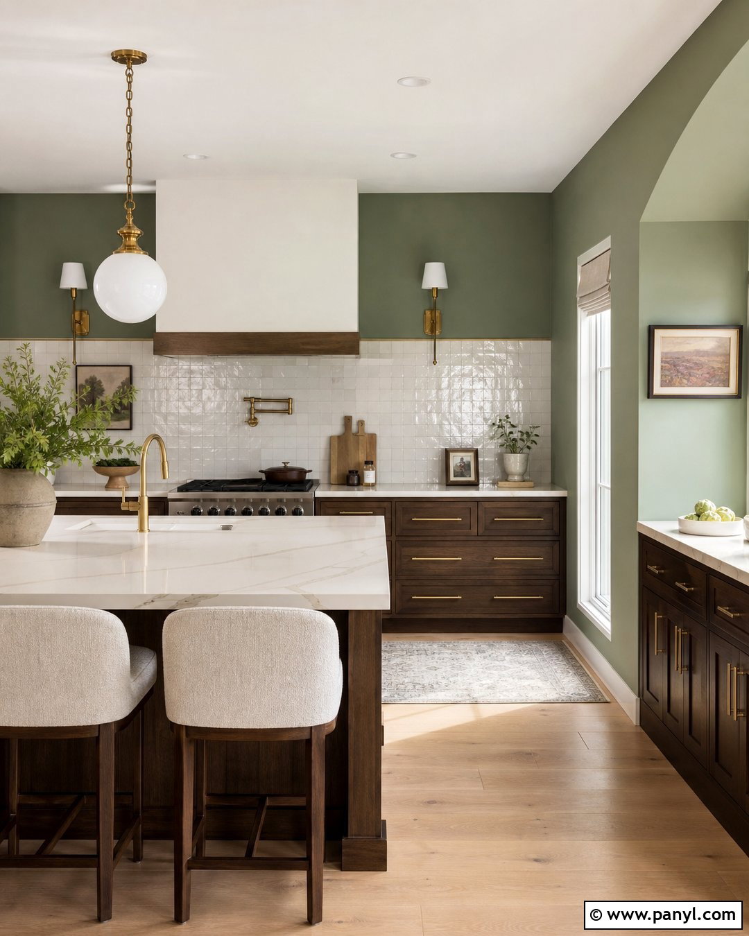 Sage Green Kitchen Walls With Dark Walnut Cabinets - 45 sage green kitchen walls