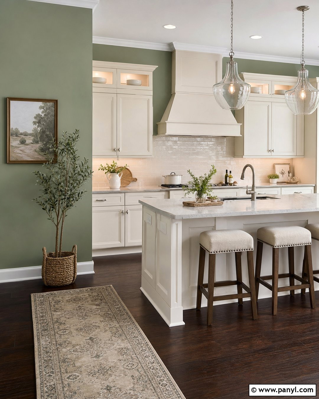 Sage Green Kitchen Walls With Dark Wood Floors - 45 sage green kitchen walls