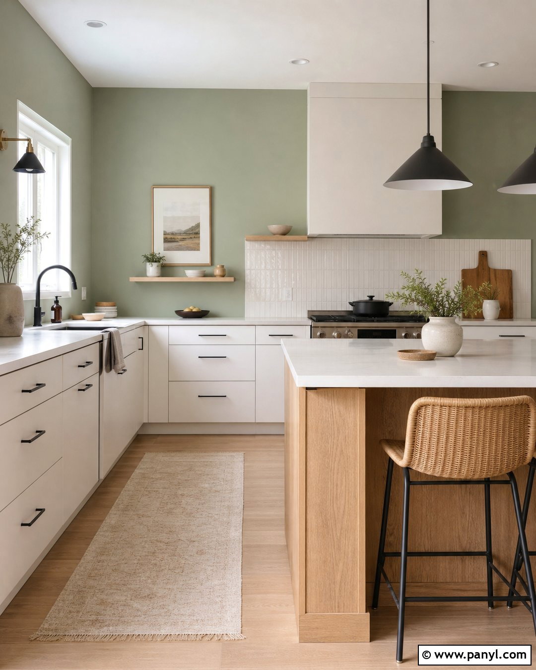 Sage Green Kitchen Walls With Light Wood Floors - 45 sage green kitchen walls