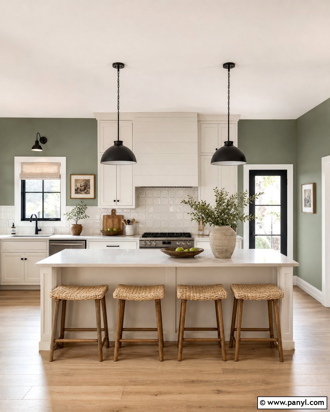 Sage Green Kitchen Walls With Matte Black Accents - 45 sage green kitchen walls