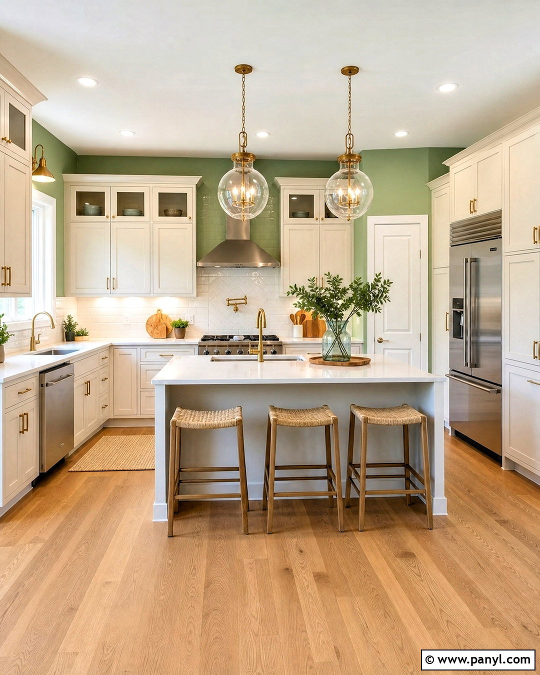 Sage Green Kitchen Walls With White Cabinets - 20 green wall kitchen ideas
