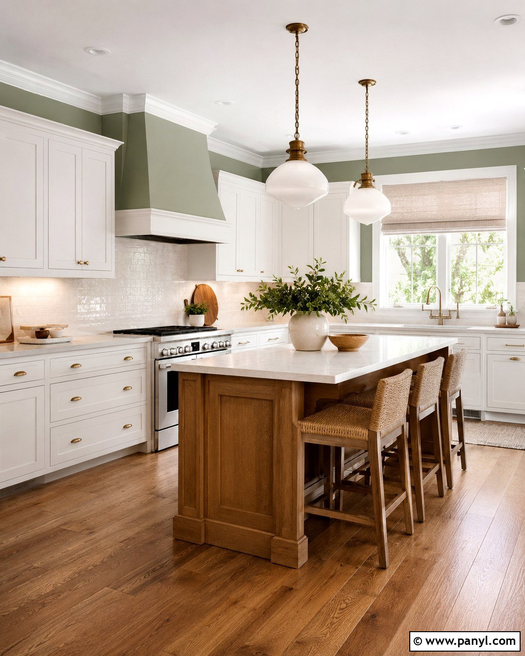 Sage Green Kitchen Walls With White Shaker Cabinets - 20 Green Walls With White Cabinets