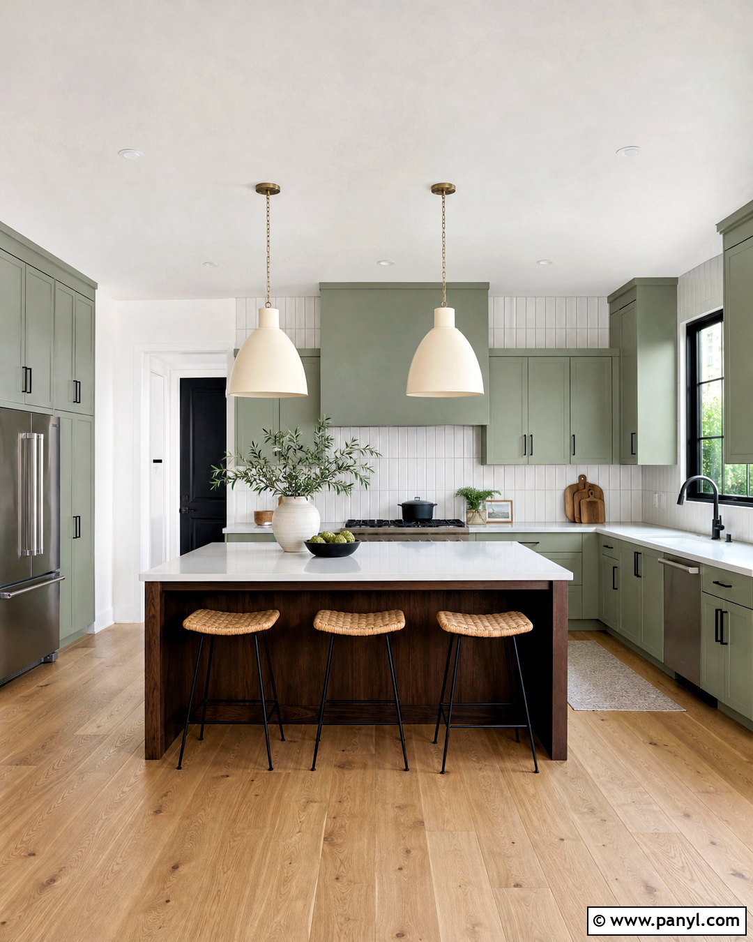 Sage Green Kitchen With Black And Walnut - 20 sage green kitchen colour scheme ideas