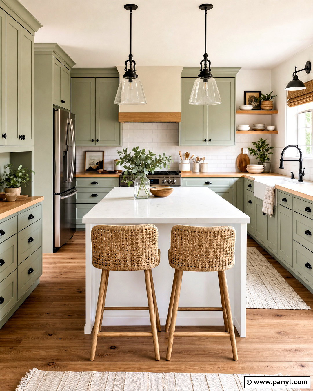 Sage Green Kitchen With Butcher Block Counters - 20 sage green kitchen colour scheme ideas
