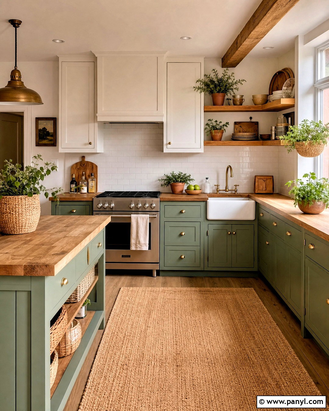 Sage Green Kitchen With Butcher Block Countertops - 20 sage green and cream kitchen ideas