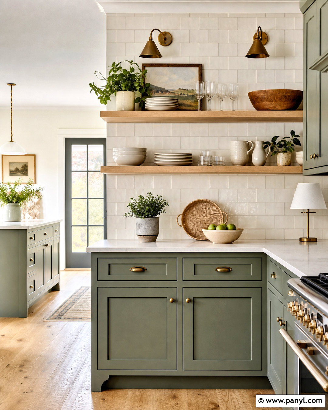 Sage Green Kitchen With Cream Open Shelving - 20 sage green and cream kitchen ideas