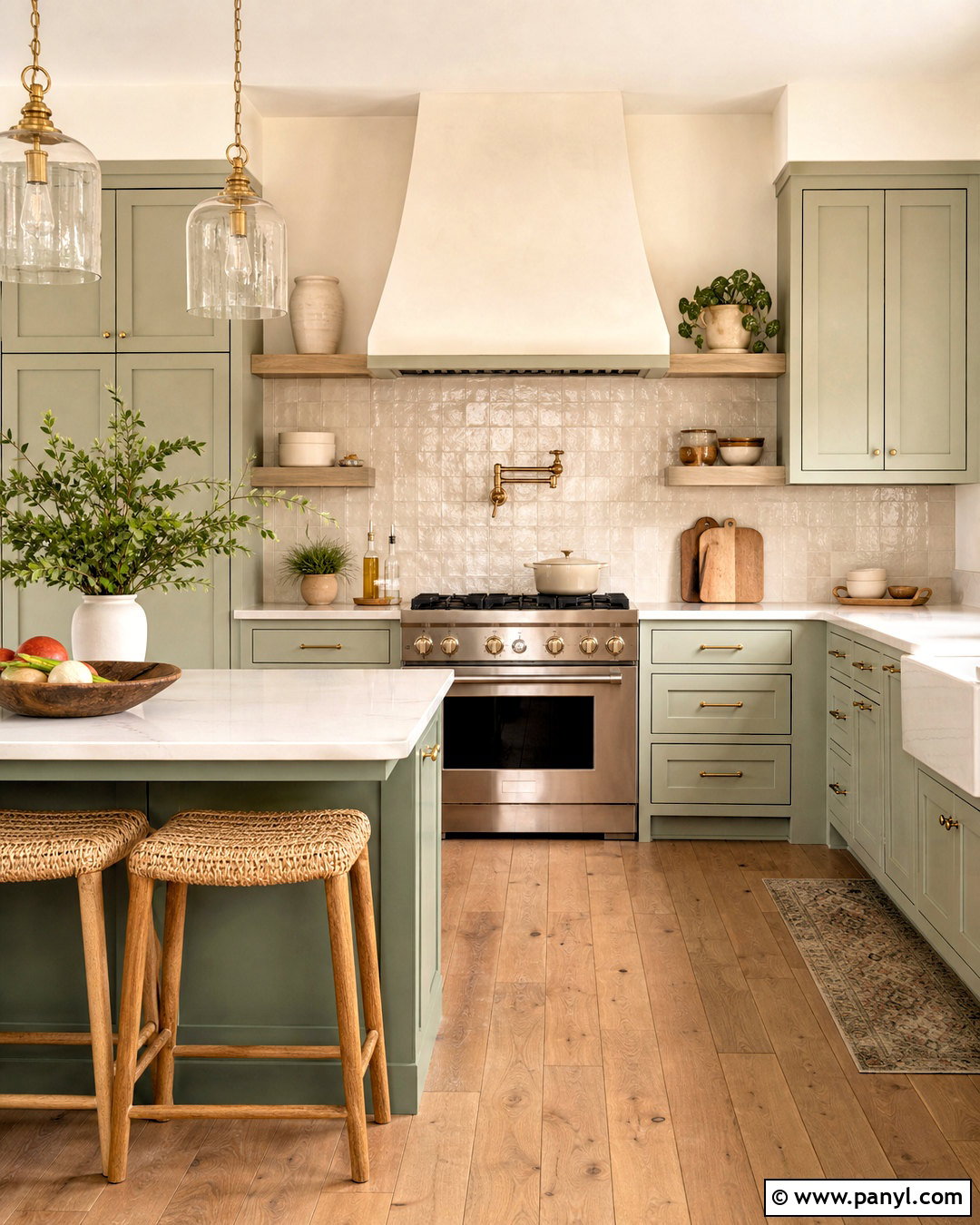 Sage Green Kitchen With Cream Zellige Tile - 20 sage green and cream kitchen ideas