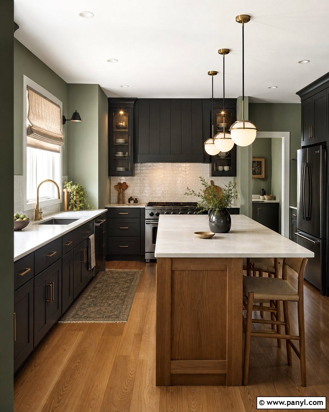 Sage Green Kitchen With Dark Cabinets - 50 sage green walls