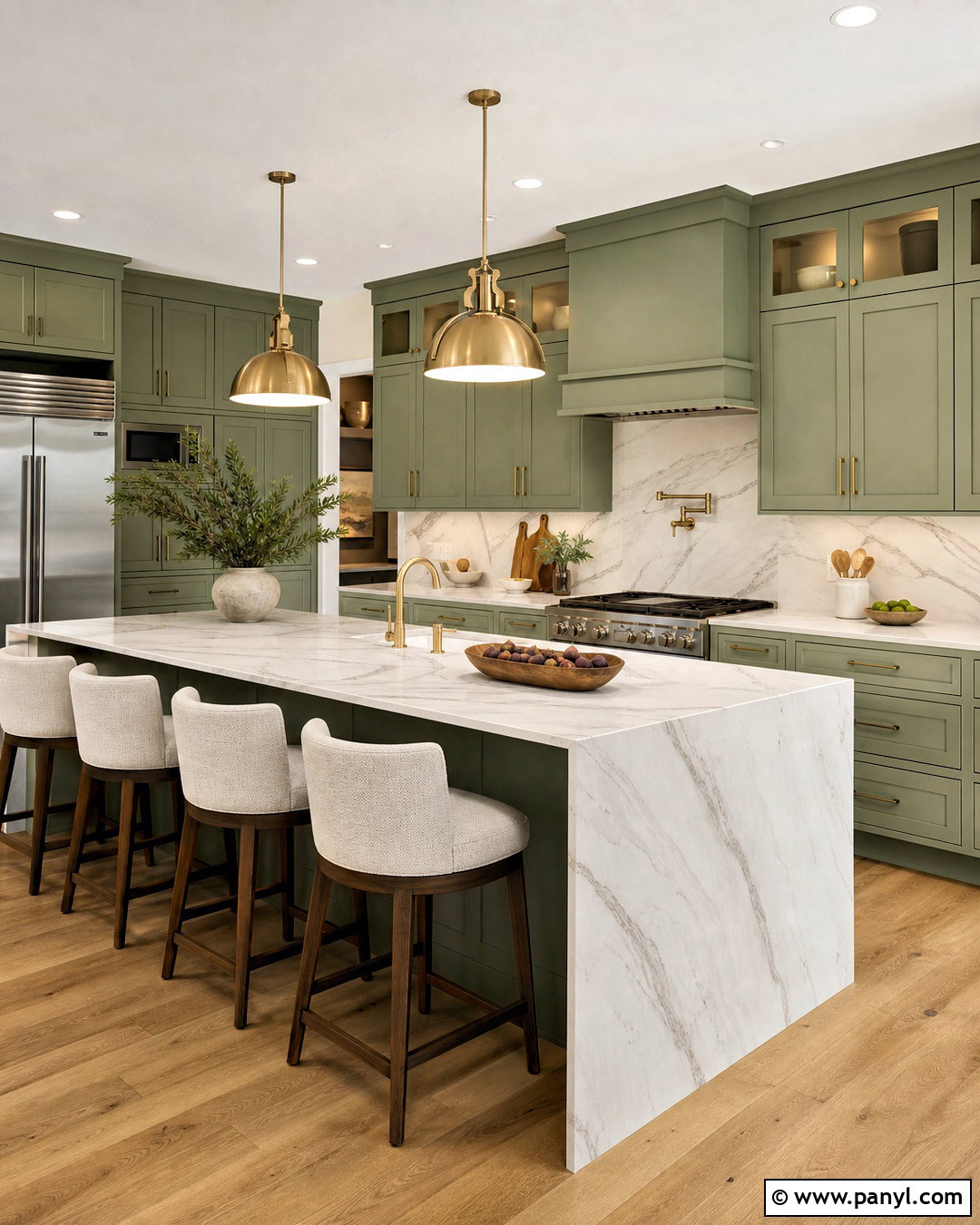 Sage Green Kitchen With Marble Backsplash - 20 sage green kitchen ideas