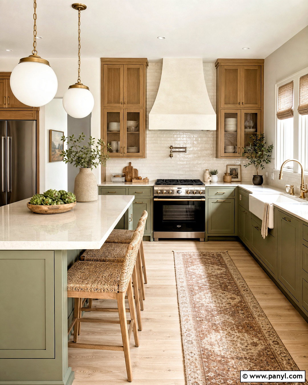 Sage Green Kitchen With Natural Wood Cabinets - 20 sage green kitchen ideas