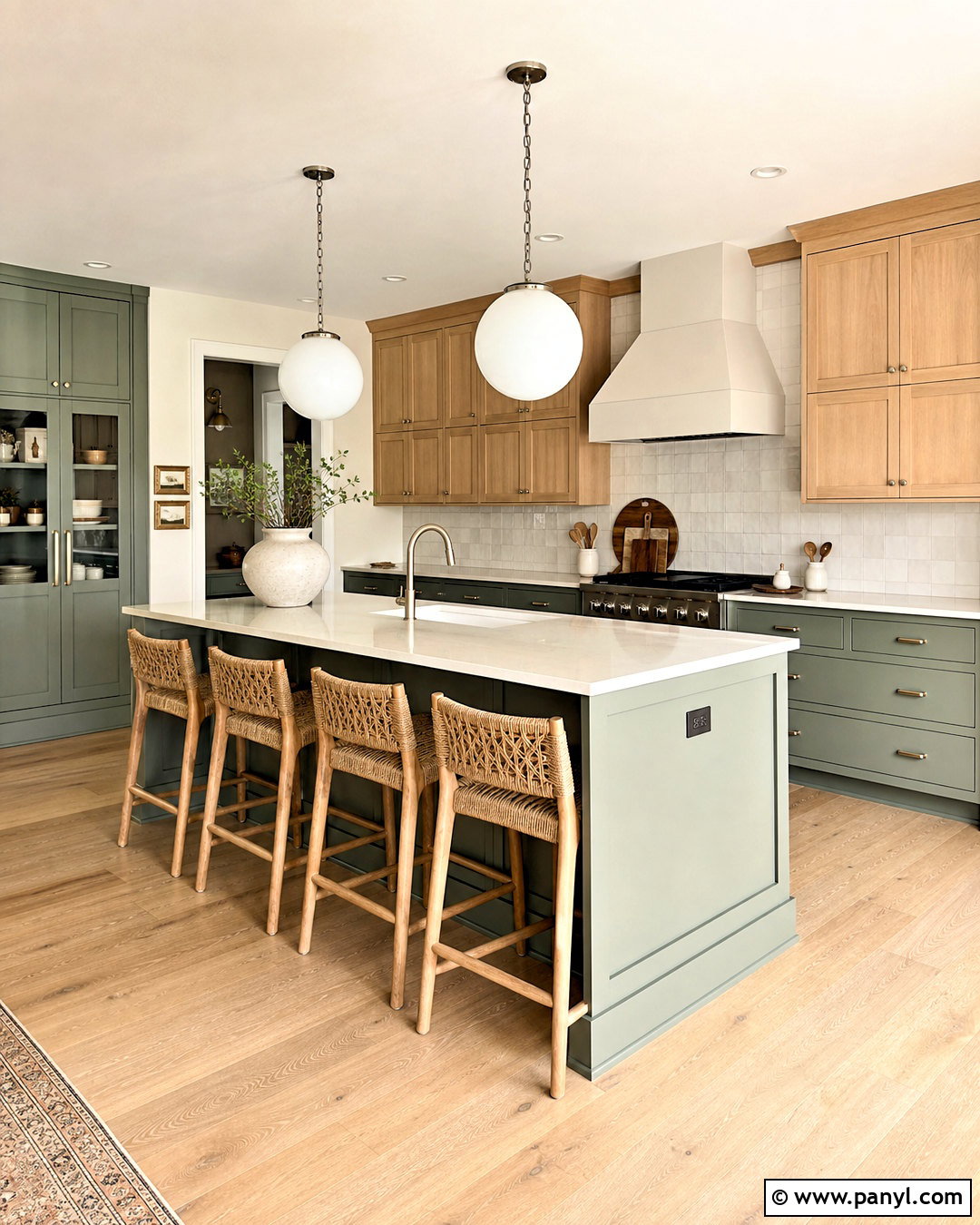 Sage Green Kitchen With Natural Wood - 20 sage green interior ideas