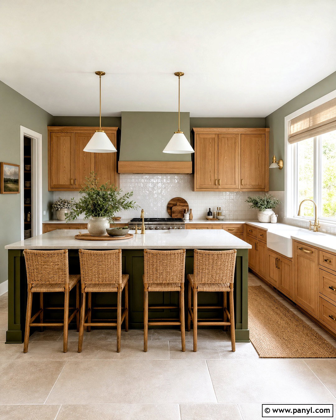 Sage Green Kitchen With Oak Cabinets - 20 kitchen color schemes with oak cabinets