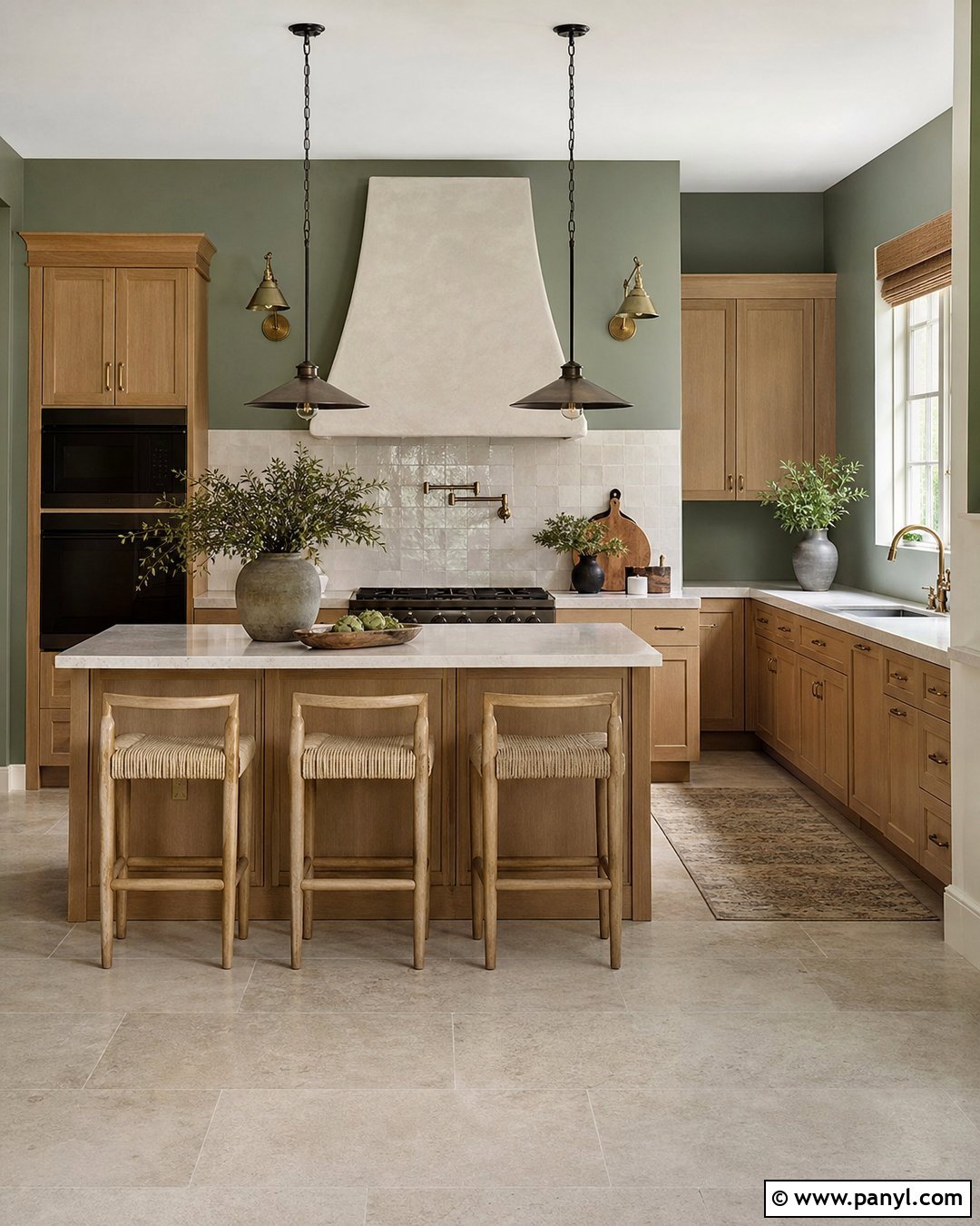 Sage Green Kitchen With Oak Cabinets - 50 sage green walls