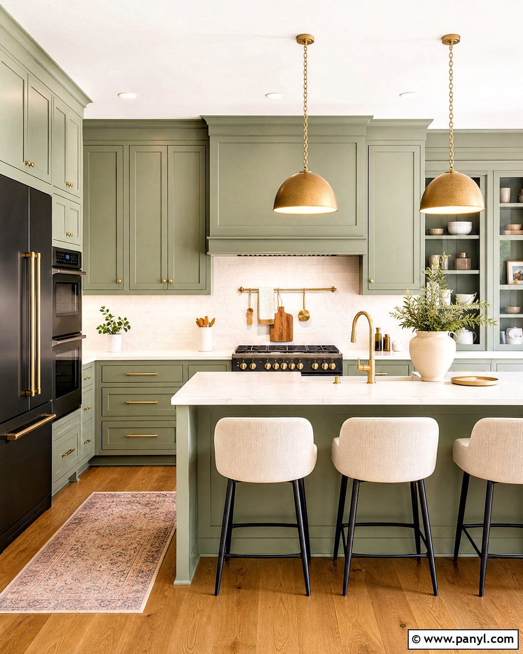Sage Green Kitchen With White And Brass Finishes - 20 sage green and white kitchen ideas