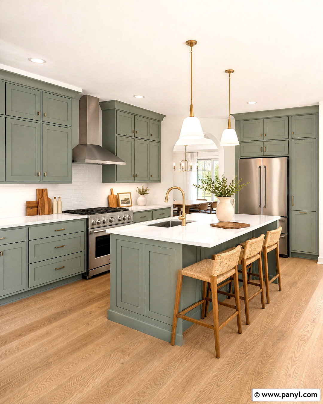 Sage Green Kitchen With White And Brass - 20 sage green kitchen colour scheme ideas