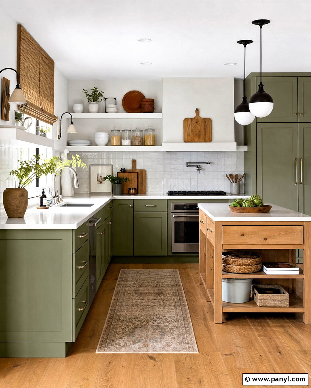 Sage Green Kitchen With White Open Shelving - 20 sage green and white kitchen ideas