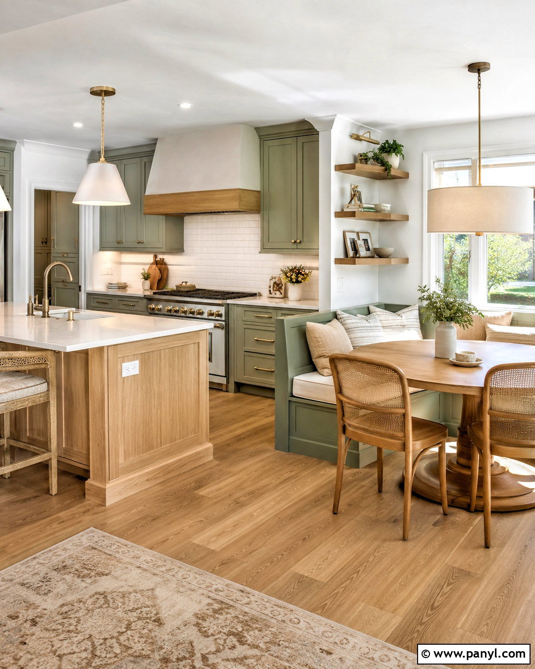 Sage Green Kitchen With Wood Breakfast Nook - 20 sage green and wood kitchen ideas