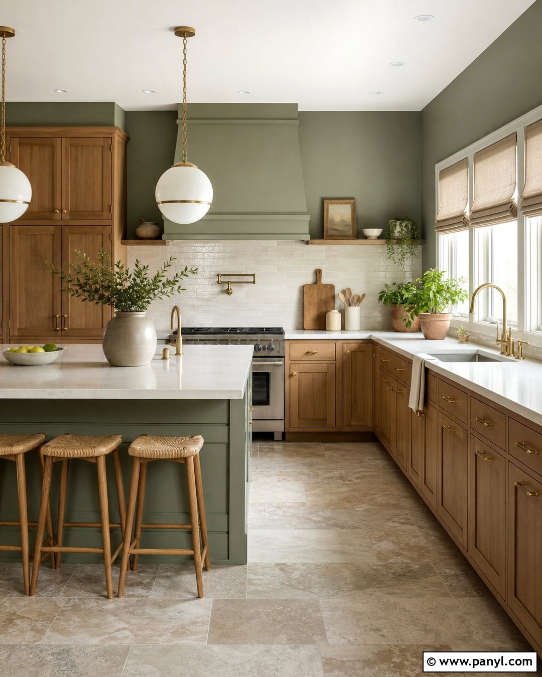 Sage Green Kitchen With Wood Cabinets - 25 Kitchen Colors With Wood Cabinets