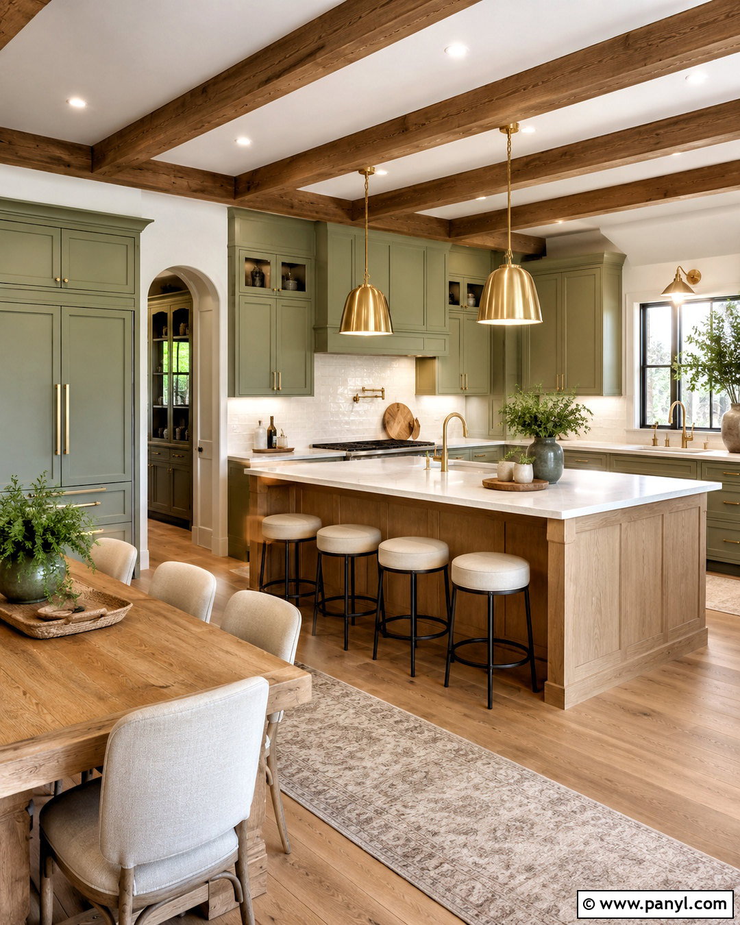Sage Green Kitchen With Wood Ceiling Beams - 20 sage green and wood kitchen ideas