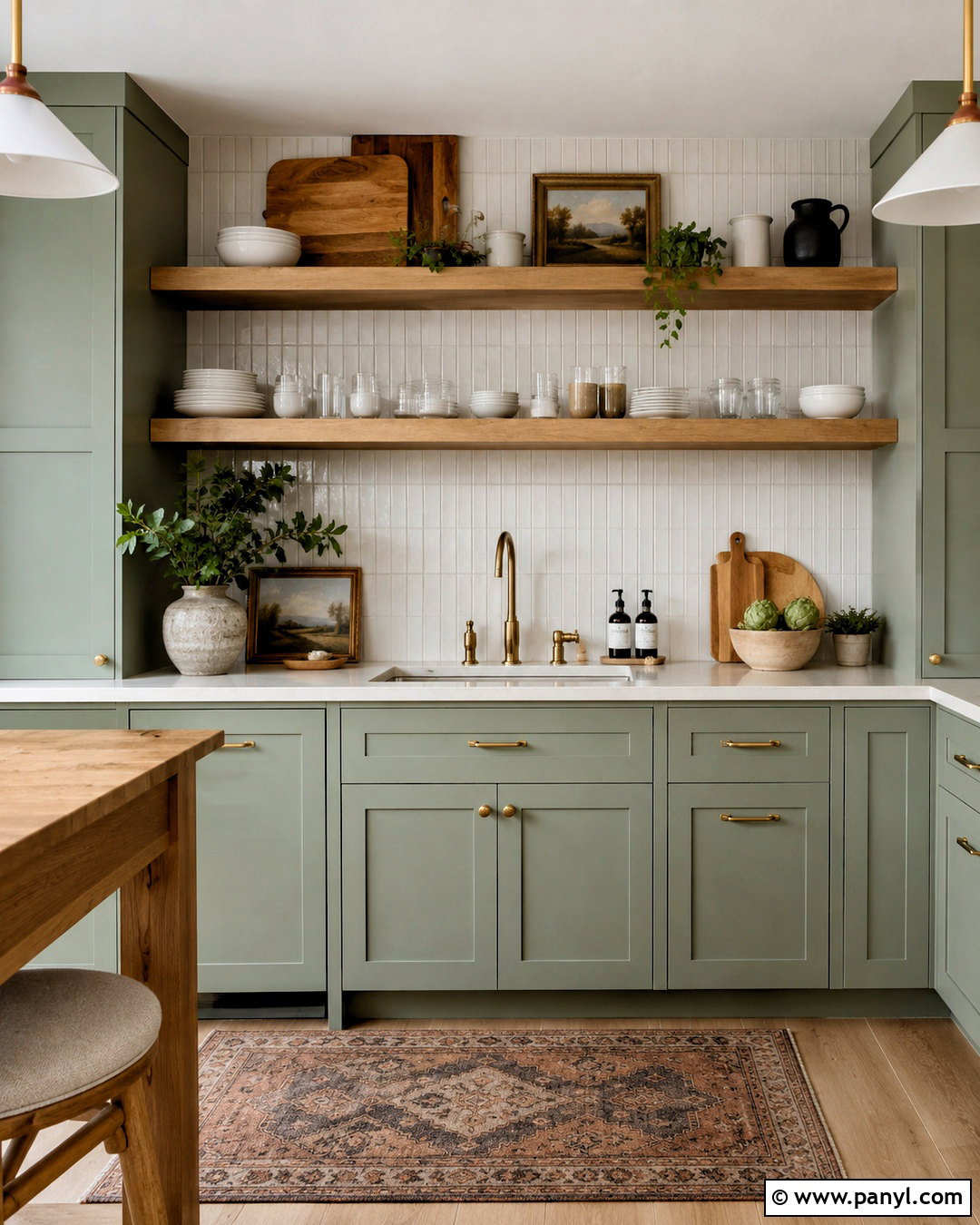 Sage Green Kitchen With Wood Open Shelves - 20 sage green and wood kitchen ideas