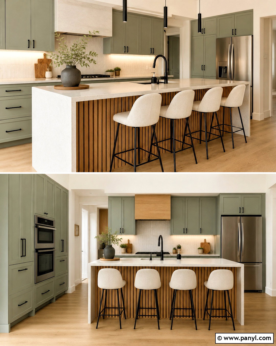 Sage Green Kitchen With Wood Slat Island - 20 sage green and wood kitchen ideas