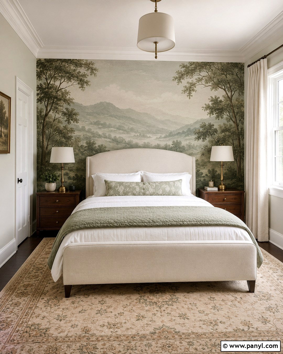 Sage Green Landscape Mural Wall - 20 Sage Green Statement Wall Ideas