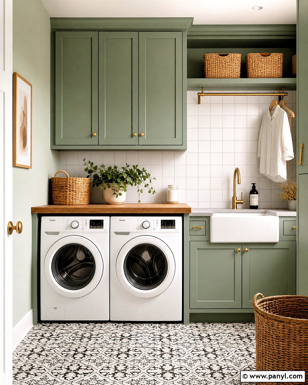 Sage Green Laundry Room With Butcher Block - 20 sage green room ideas