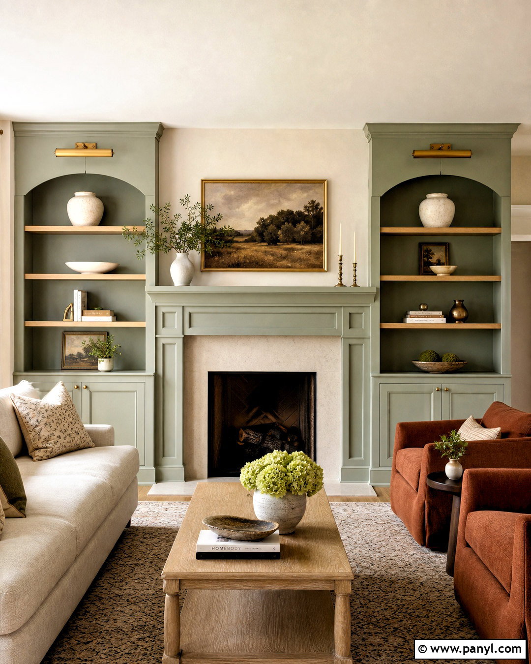 Sage Green Light Fireplace Built-Ins - 20 sage green light sherwin williams ideas
