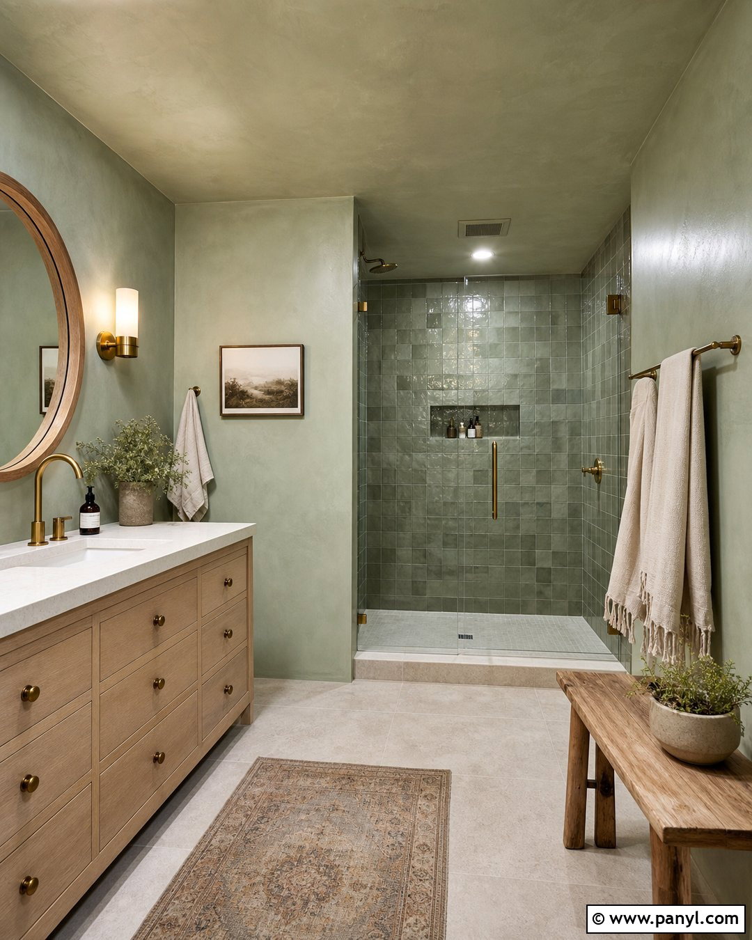 Sage Green Lime Wash Bathroom - 20 Lime Wash Walls In Bathroom Ideas