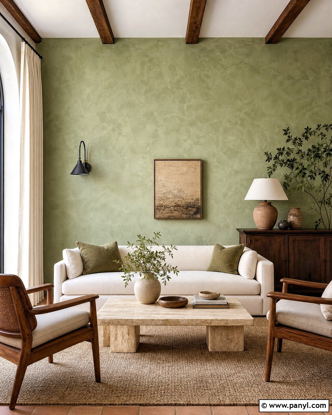 Sage Green Limewash Accent Wall - 20 sage green accent wall living room ideas