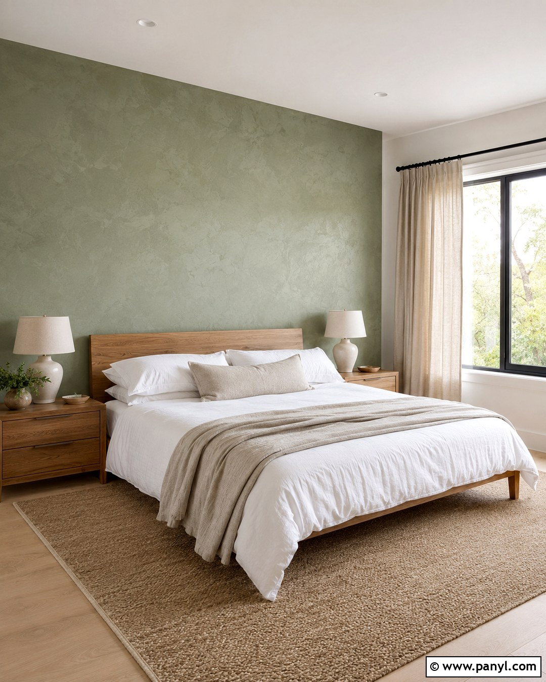 Sage Green Limewash Bedroom Wall - 20 Sage Green Statement Wall Ideas