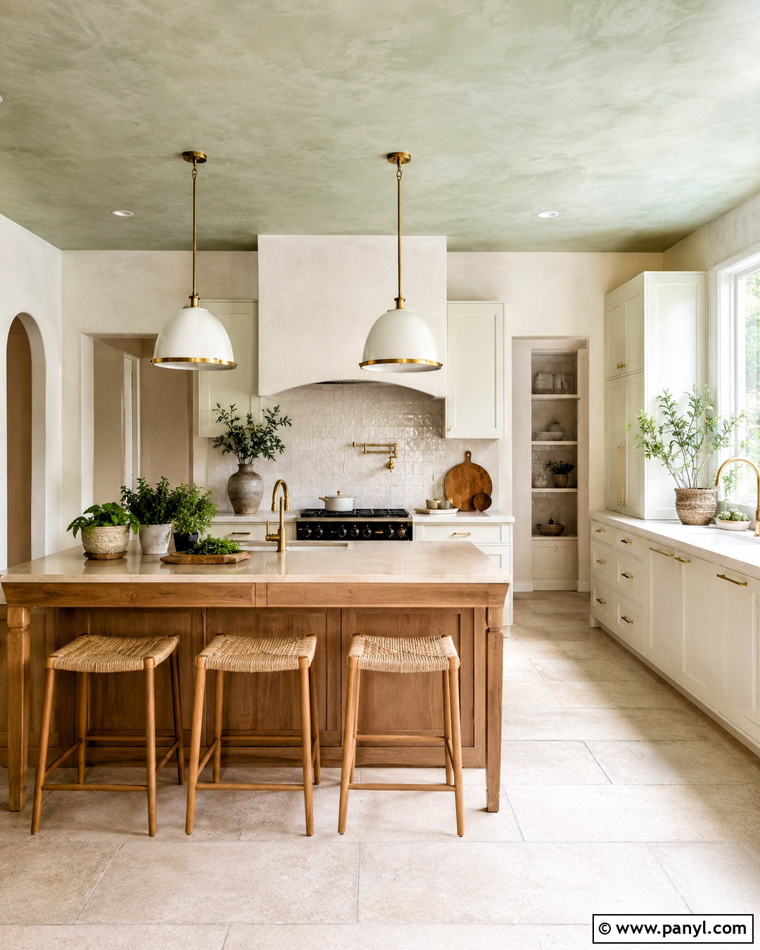 Sage Green Limewash Ceiling Kitchen - 20 limewash ceiling ideas