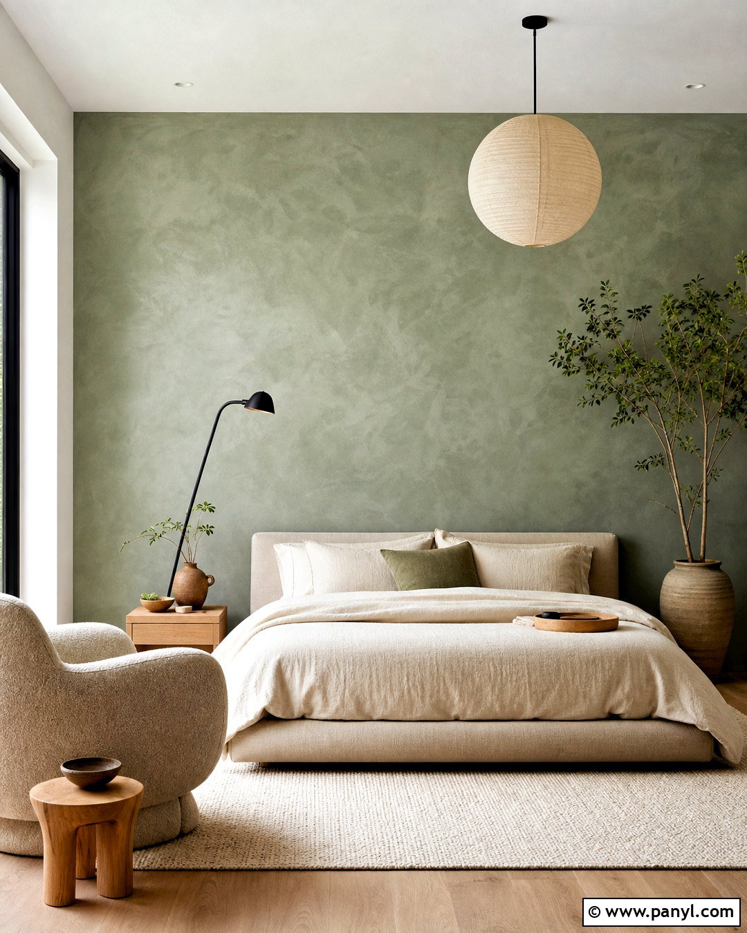 Sage Green Limewash Feature Wall - 20 sage green feature wall ideas