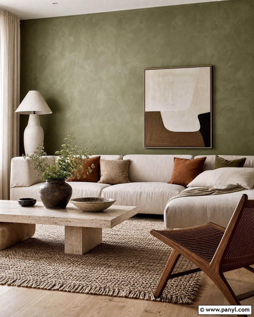 Sage Green Limewash Feature Wall - 25 Sage Green Feature Wall Living Room Ideas