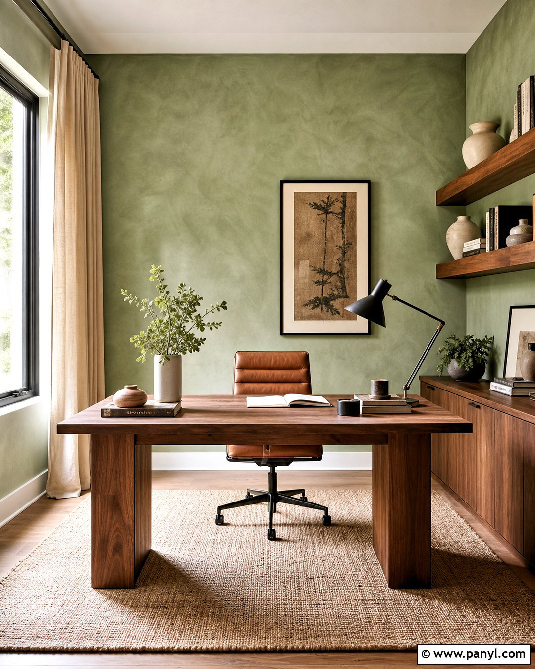 Sage Green Limewash Home Office - 20 sage green lime wash wall ideas