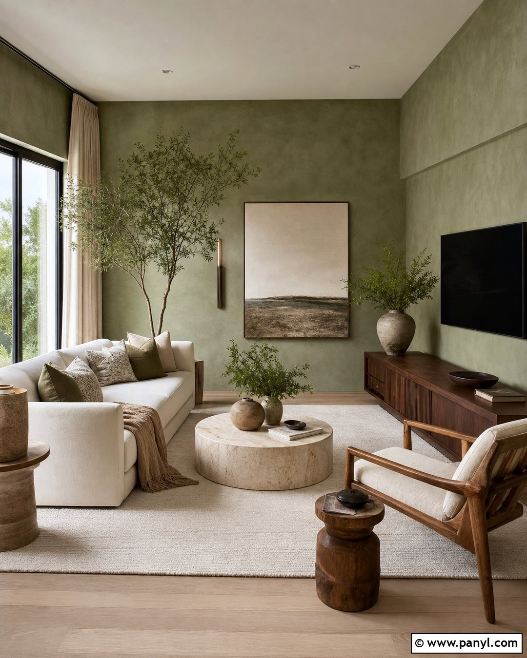 Sage Green Limewash Living Room - 35 Line Wash Walls