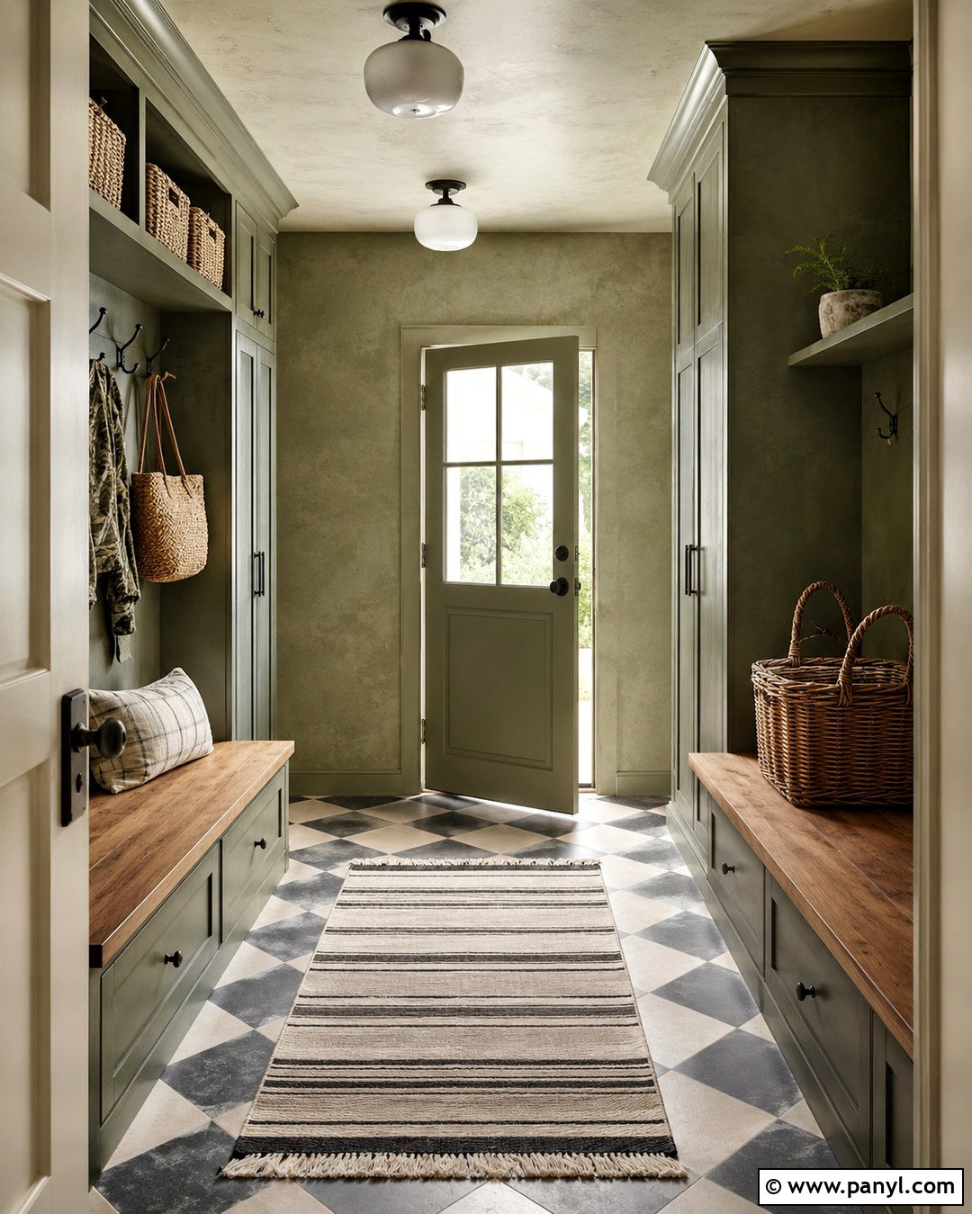 Sage Green Limewash Mudroom - 20 Limewash Walls Sage Green Ideas