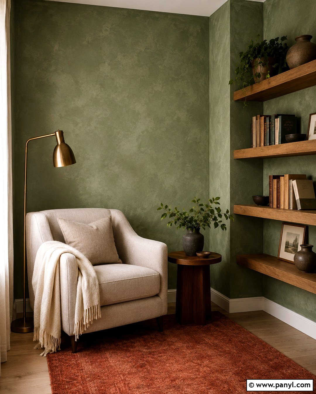 Sage Green Limewash Reading Nook - 20 Limewash Walls Sage Green Ideas