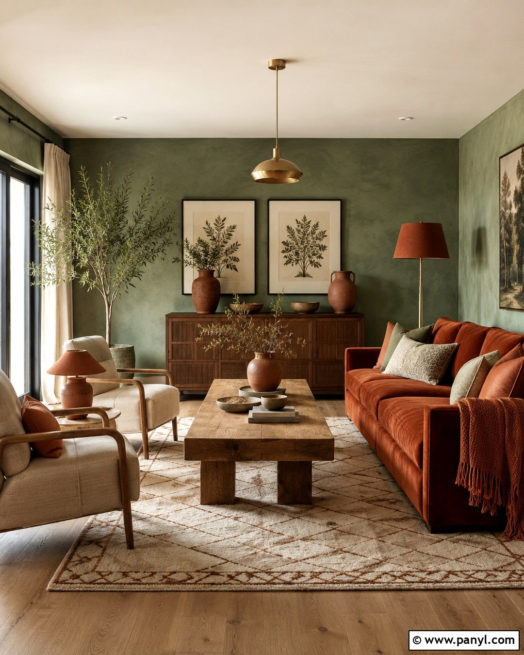 Sage Green Limewash With Terracotta - 20 Limewash Walls Sage Green Ideas