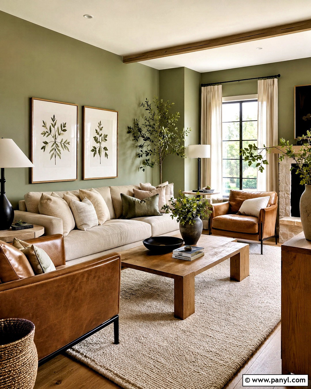 Sage Green Living Room - 40 green wall room ideas