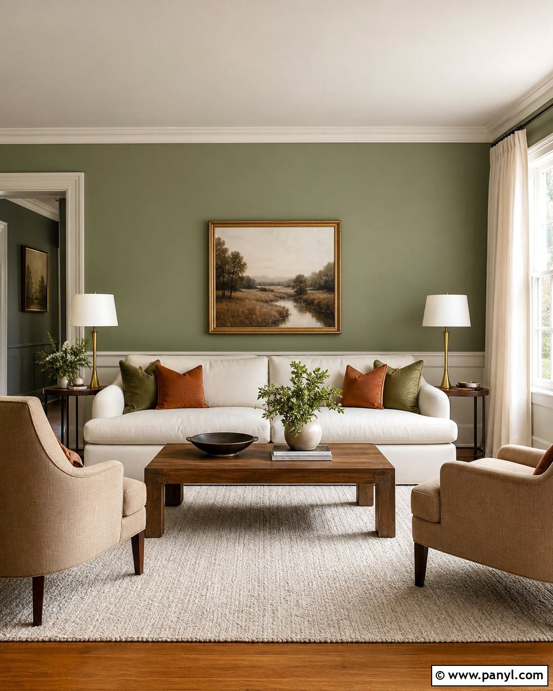 Sage Green Living Room Walls With Cream Furniture - 35 sage green wall color ideas