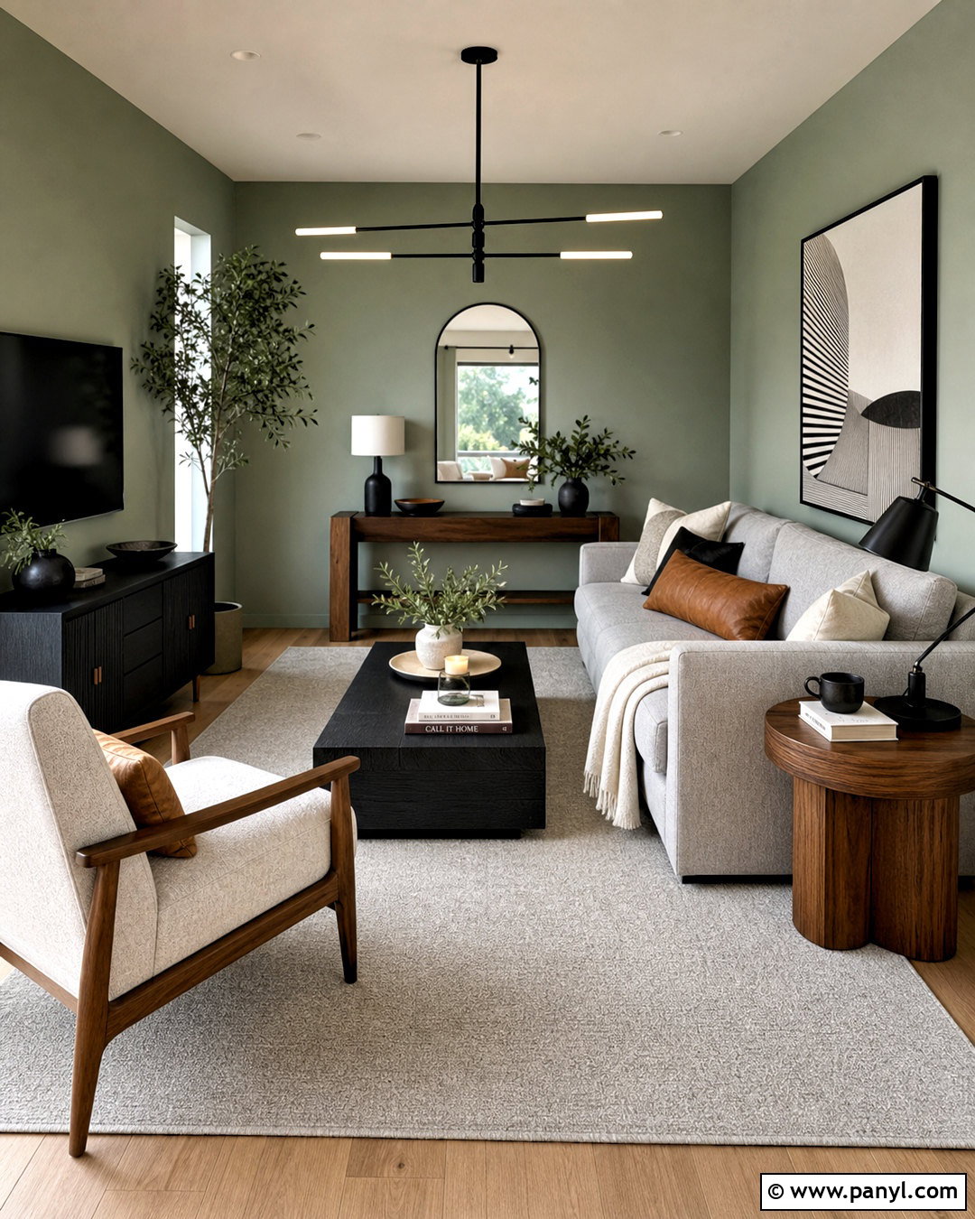 Sage Green Living Room With Black Accents - 20 sage green walls living room ideas
