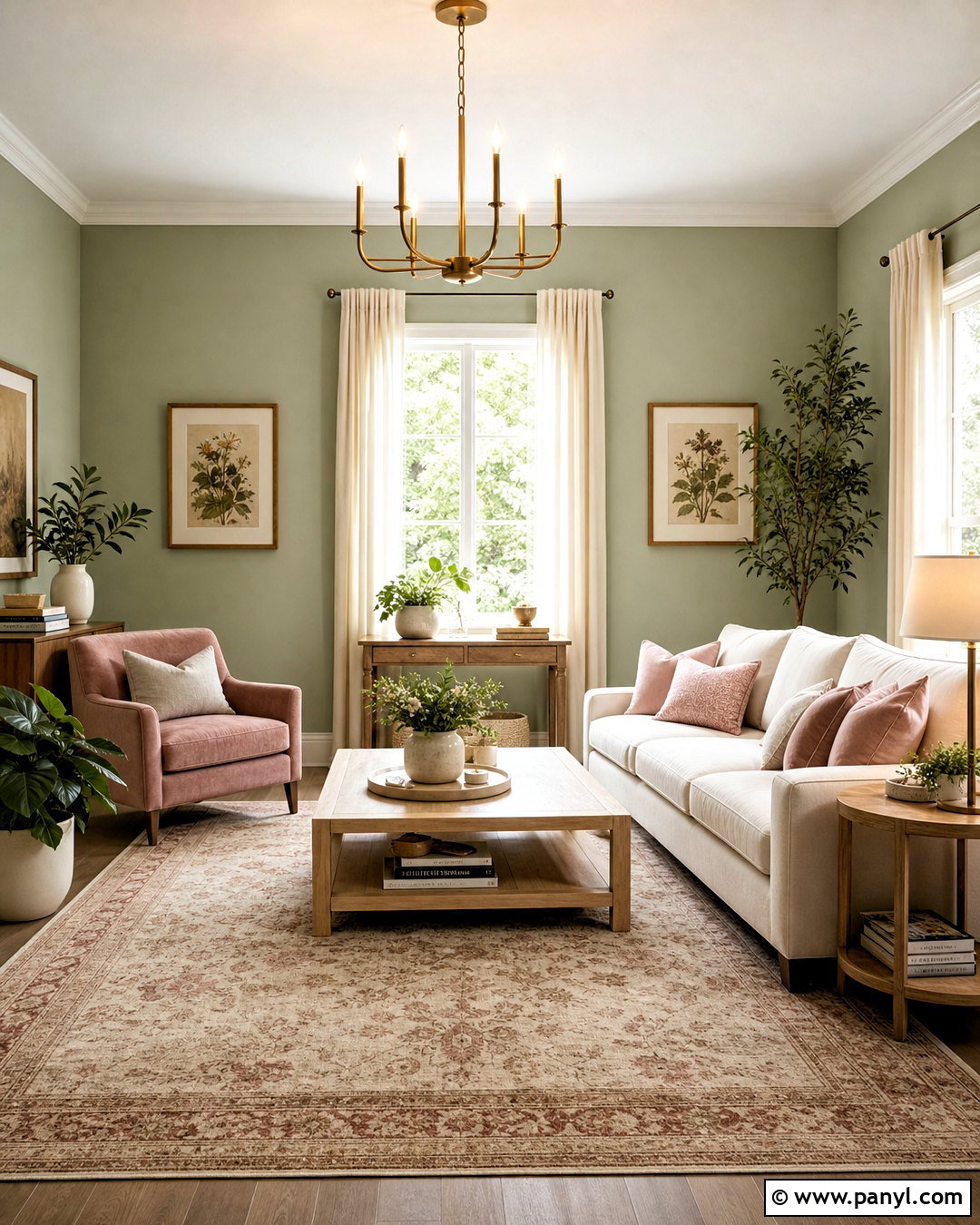 Sage Green Living Room With Blush Pink - 20 sage green walls living room ideas