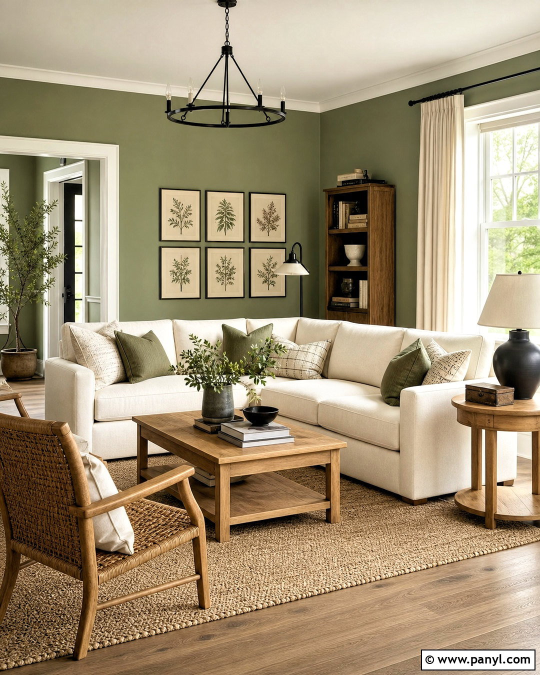 Sage Green Living Room With Cream Sofa - 20 sage green walls living room ideas