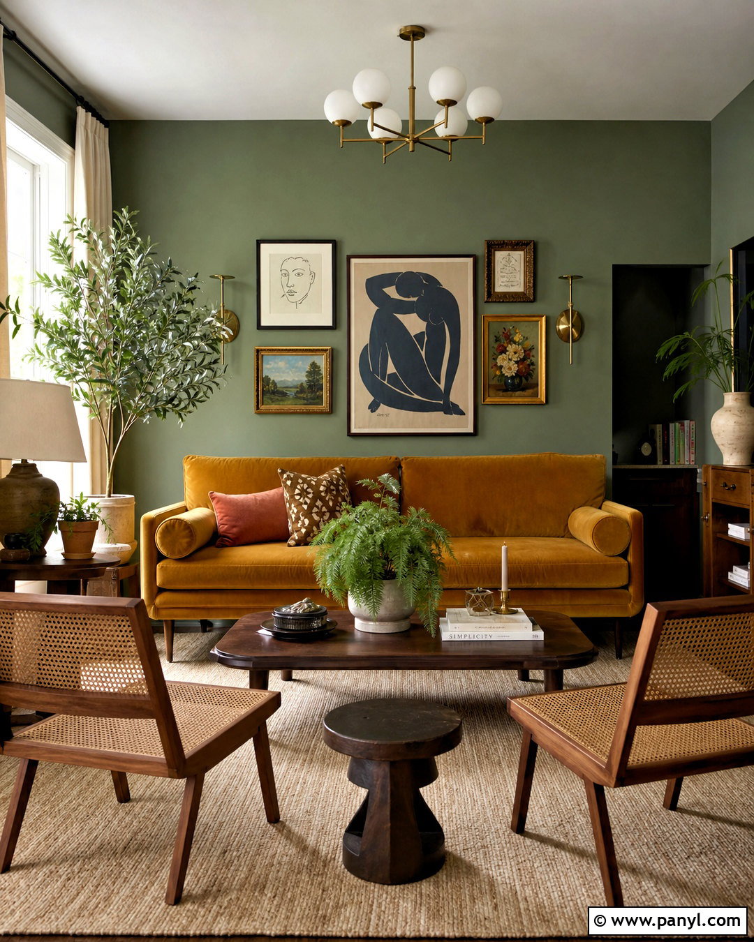 Sage Green Living Room With Mustard Sofa - 20 sage green walls living room ideas